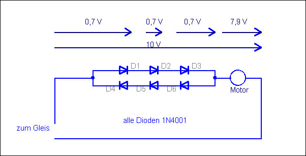 Schaltung mit antiparallel geschalteten Dioden.